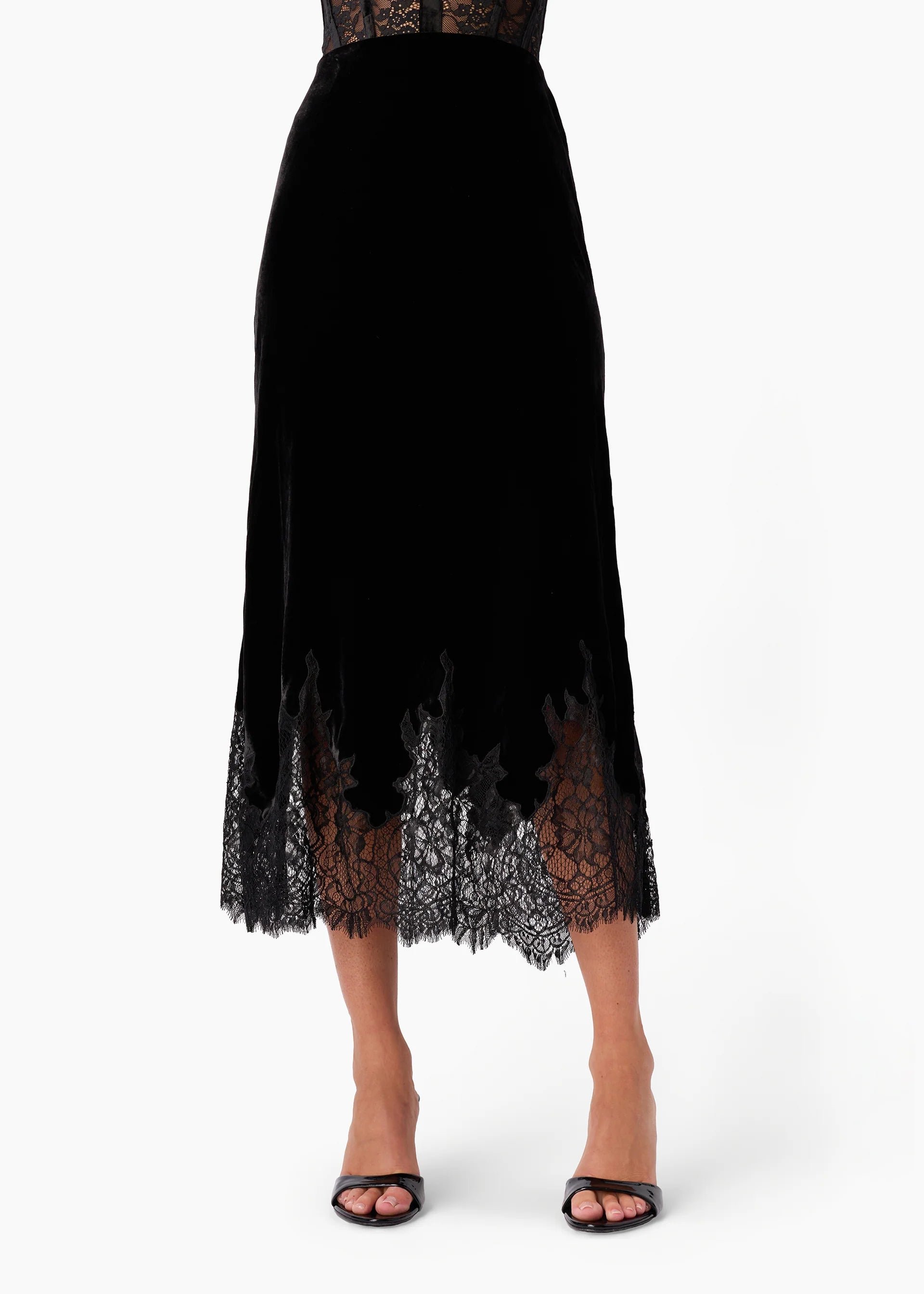 Cami NYC, Ggeorgina Velvet Middi Skirt, Black