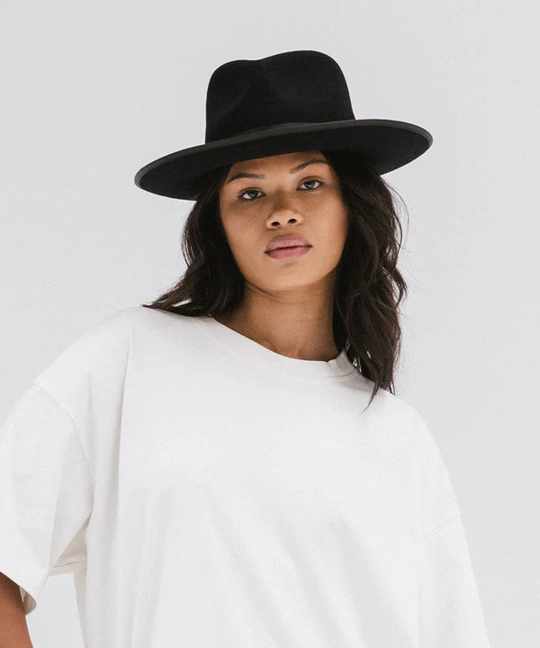 Gigipip Monroe Rancher Black Hat Gigi Pip Black Felt Monroe Rancher Western Fedora Hat  main image 3