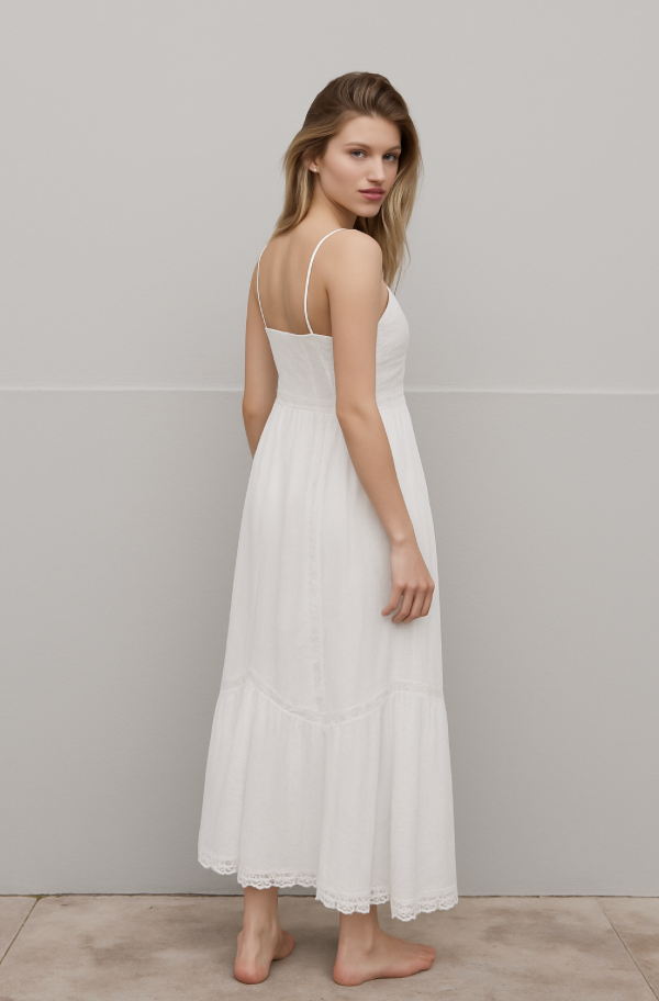 le field, Lace Trim Button Down Dress