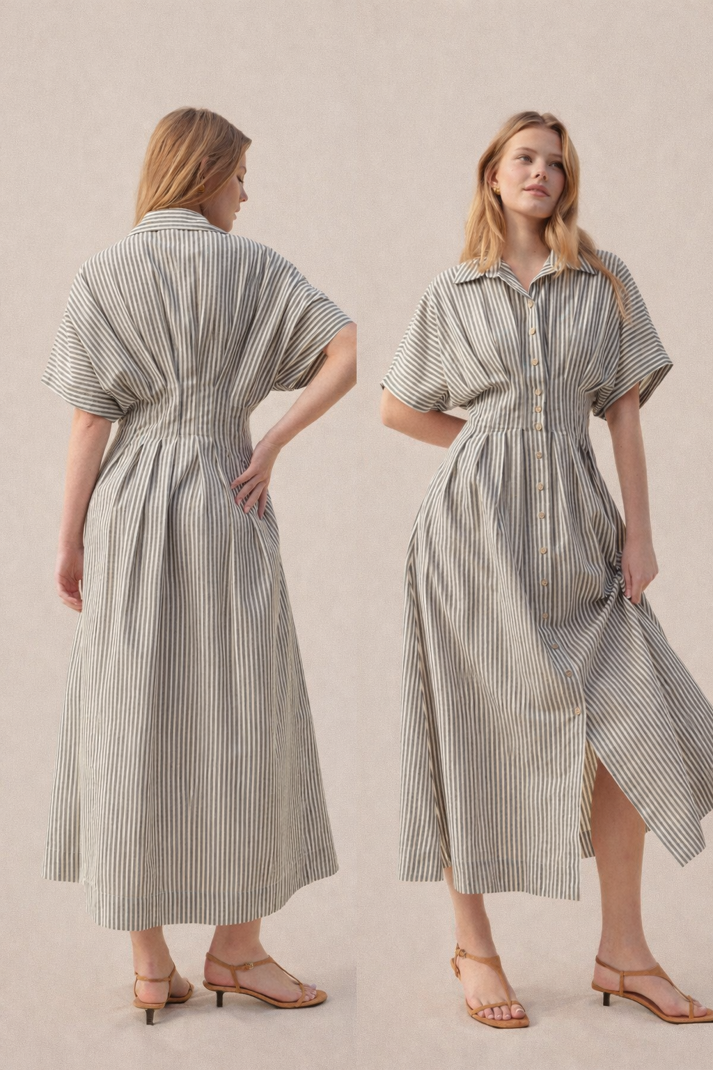 le field, Striped Button Down Dress