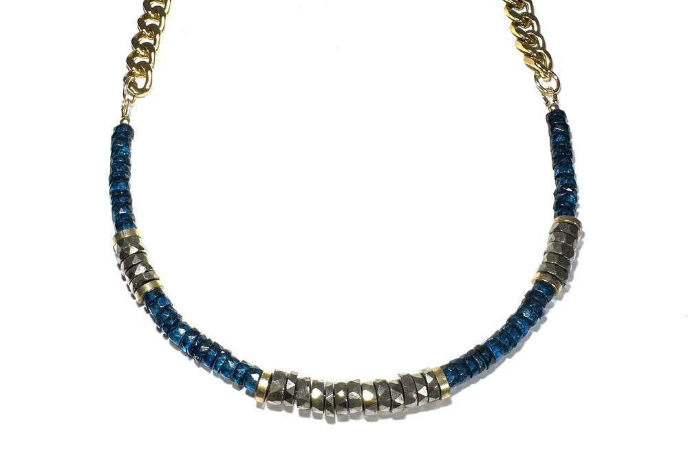 Rachel Nathan, Blue Topaz & Pyrite Heishi Curb