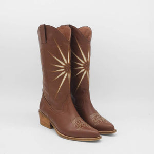 Moonrise Western Cowboy Boots in Brown Leather