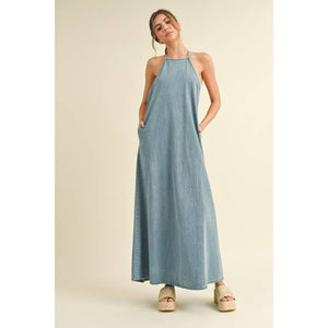 Kathryn - Washed Denim Maxi Dress