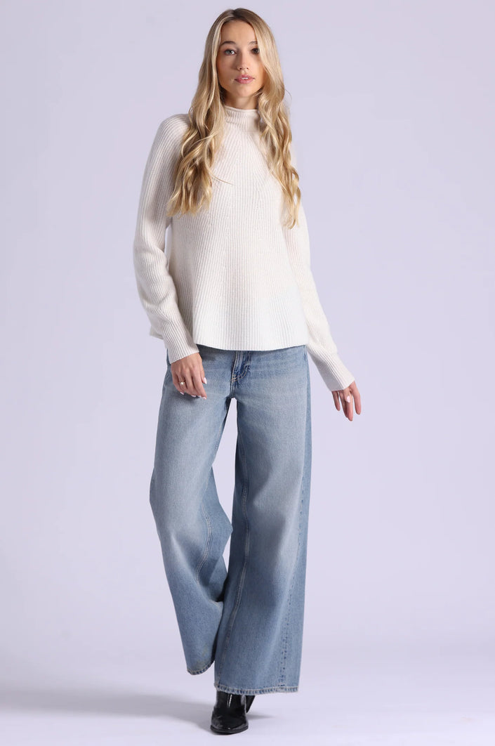 Minnie Rose, Luxe Cashmere Seamless Mock Neck, Camel