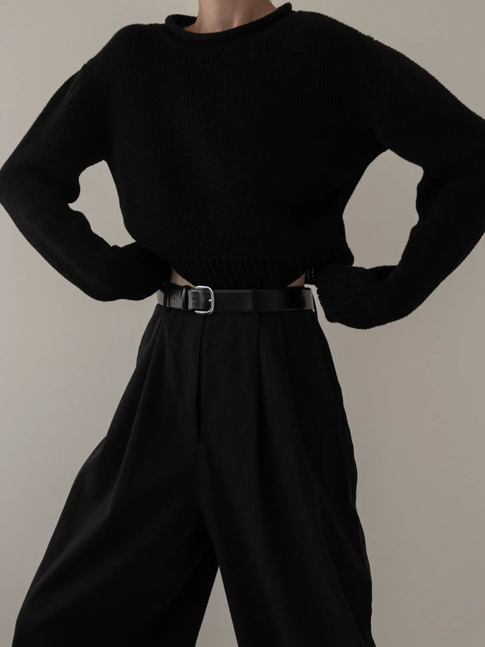 Mabel - Rolled Neck Sweater, Black