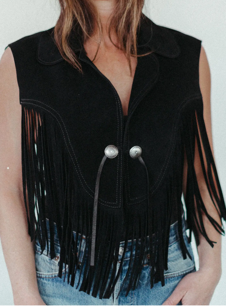 Crossbow Leather, Suede Shawl Vest