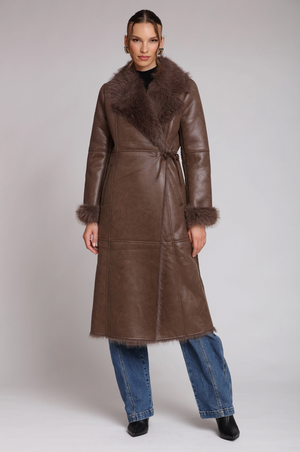 Avec Les Filles, Faux Shearling Wrap Coat