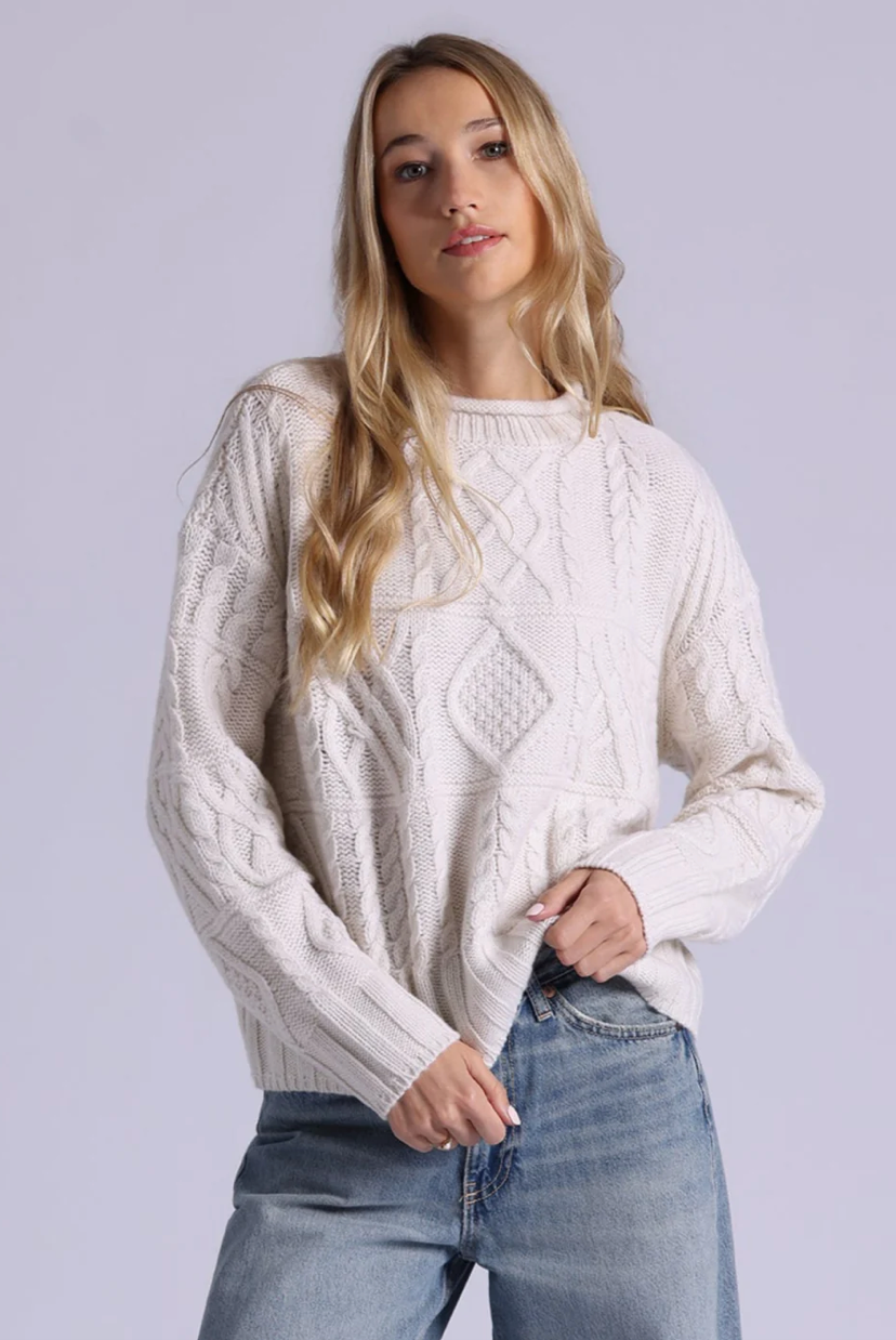 Minnie Rose, Pure Air Cable Cashmere Sweater