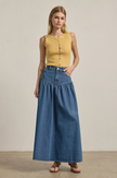le field, Tiered Denim Maxi Skirt