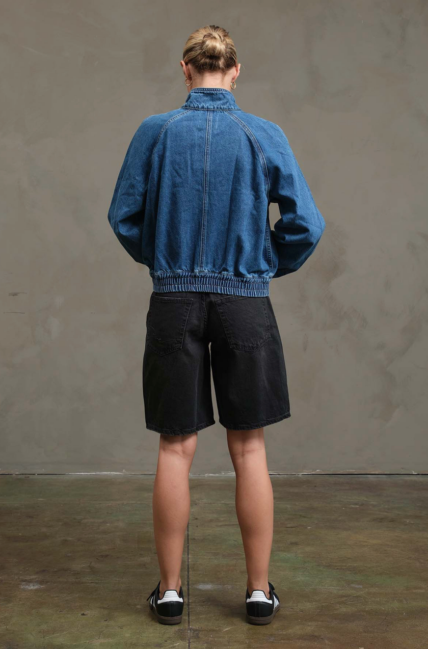 le field, Washed Denim Bomber Jacket