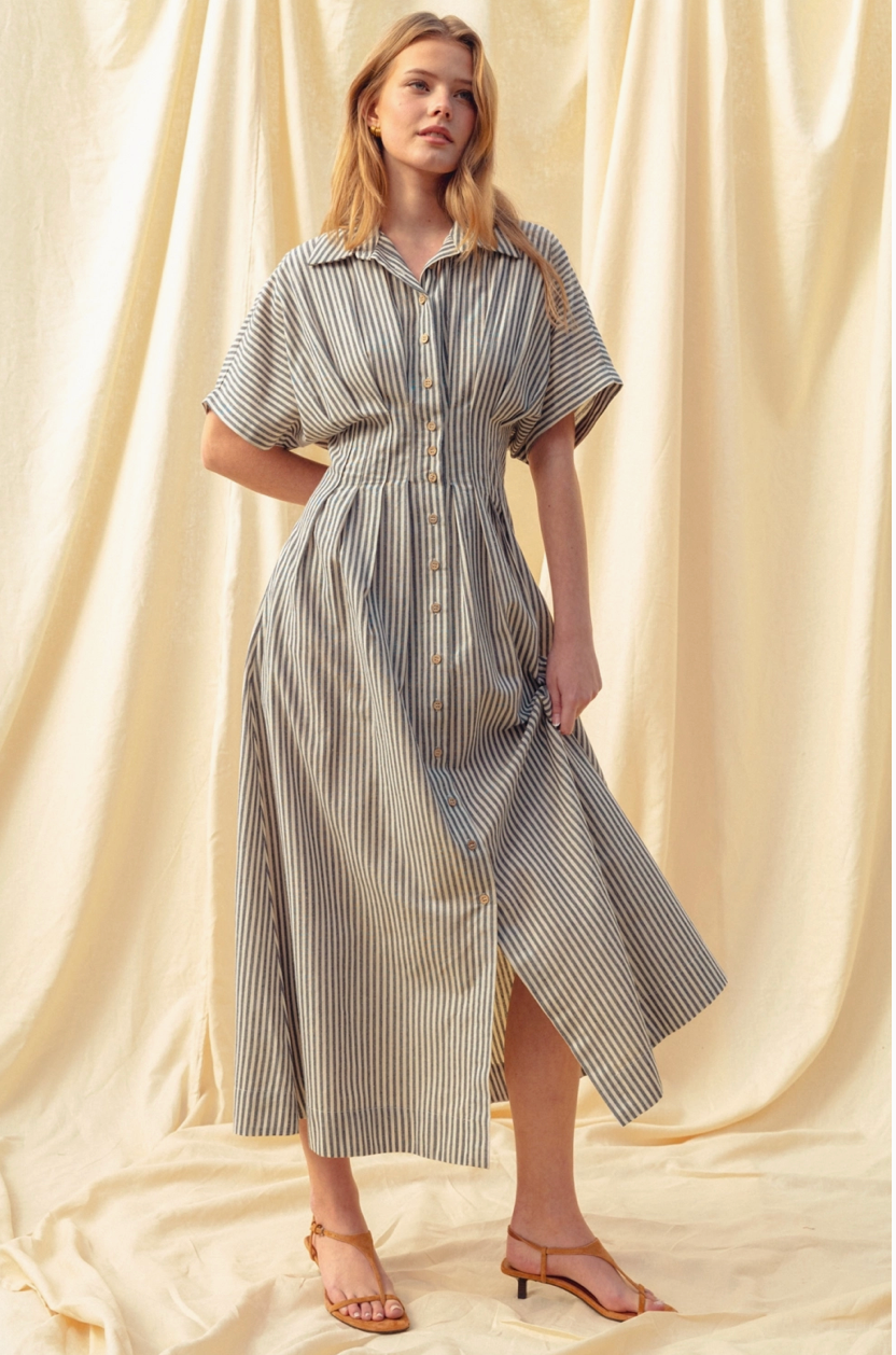 le field, Striped Button Down Dress