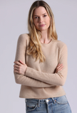 Minnie Rose, Sheer Luxury Cashmere Raglan Crew With Rolled Trims