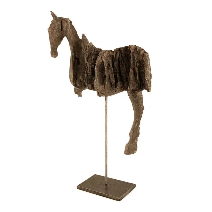 Resin Horse in Stand - Horse Height 13.25 Inches