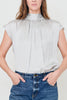 Brianna Top – Silver High-Neck Tie Back Top in Viscose