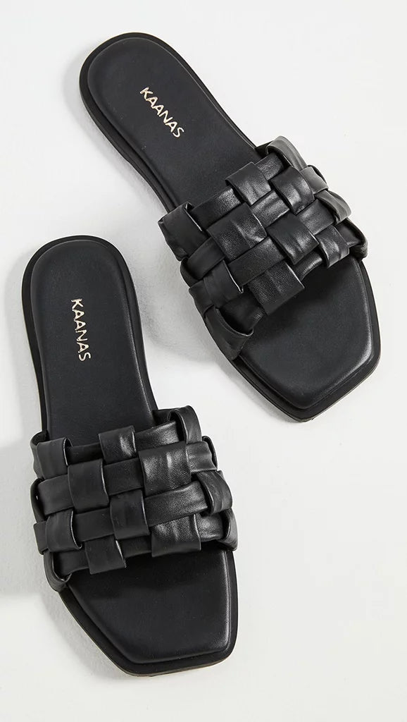 Belinha - Basketweave Leather Slide