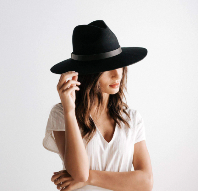 Scottie Wide Brim Fedora - Black
