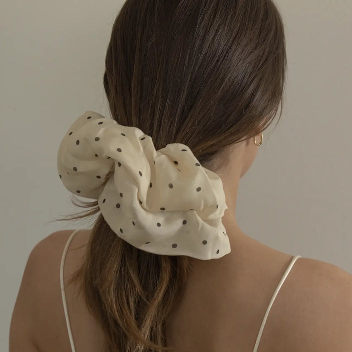 The Dee - Silk Scrunchie, Polka Dot