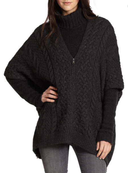 Vince Cable Knit Zip Poncho